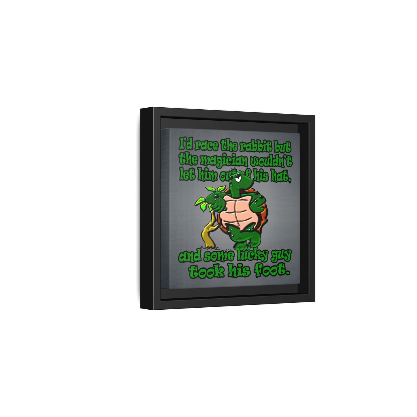 turtle race - framed canvas art (grey-light grey)