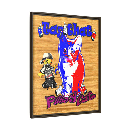 tag that - framed canvas art (butterscotch wood finish)