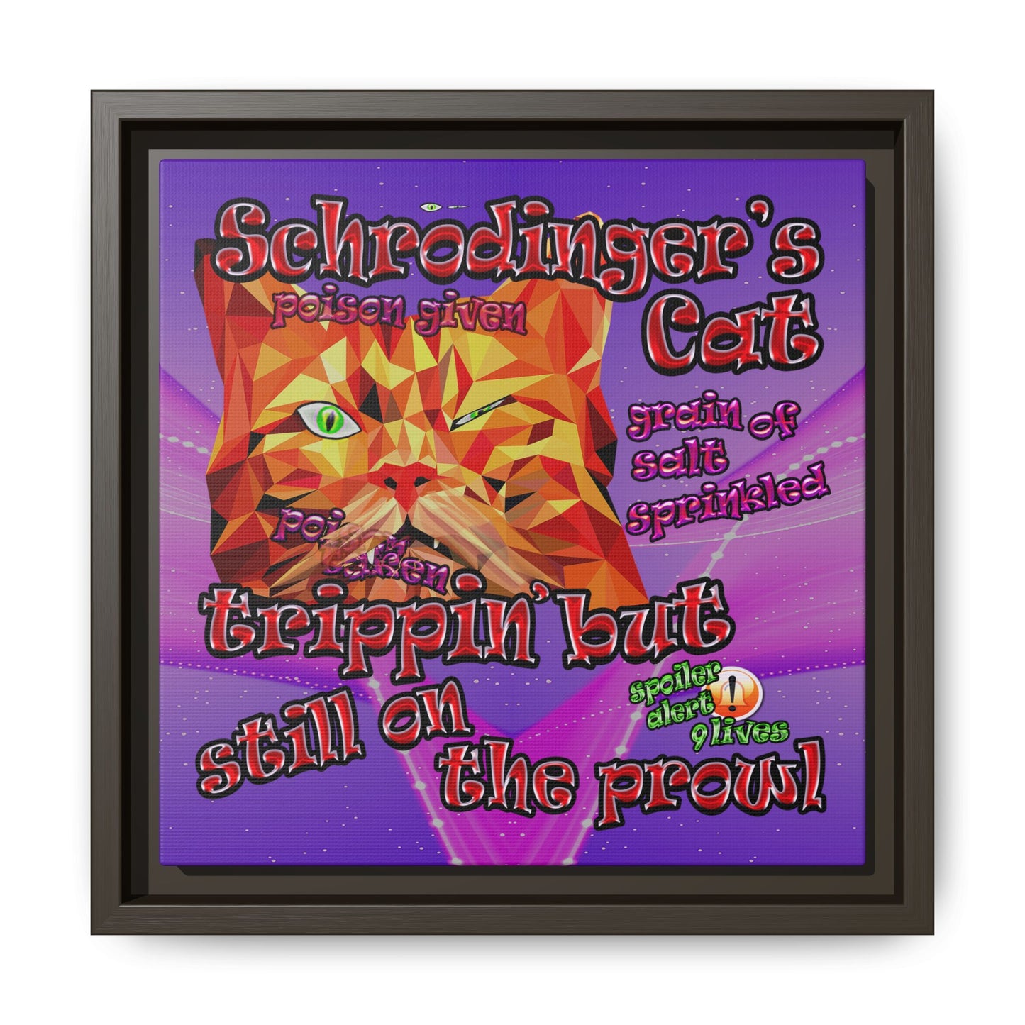 schrodinger's cat - framed canvas art (purple-pink wave)