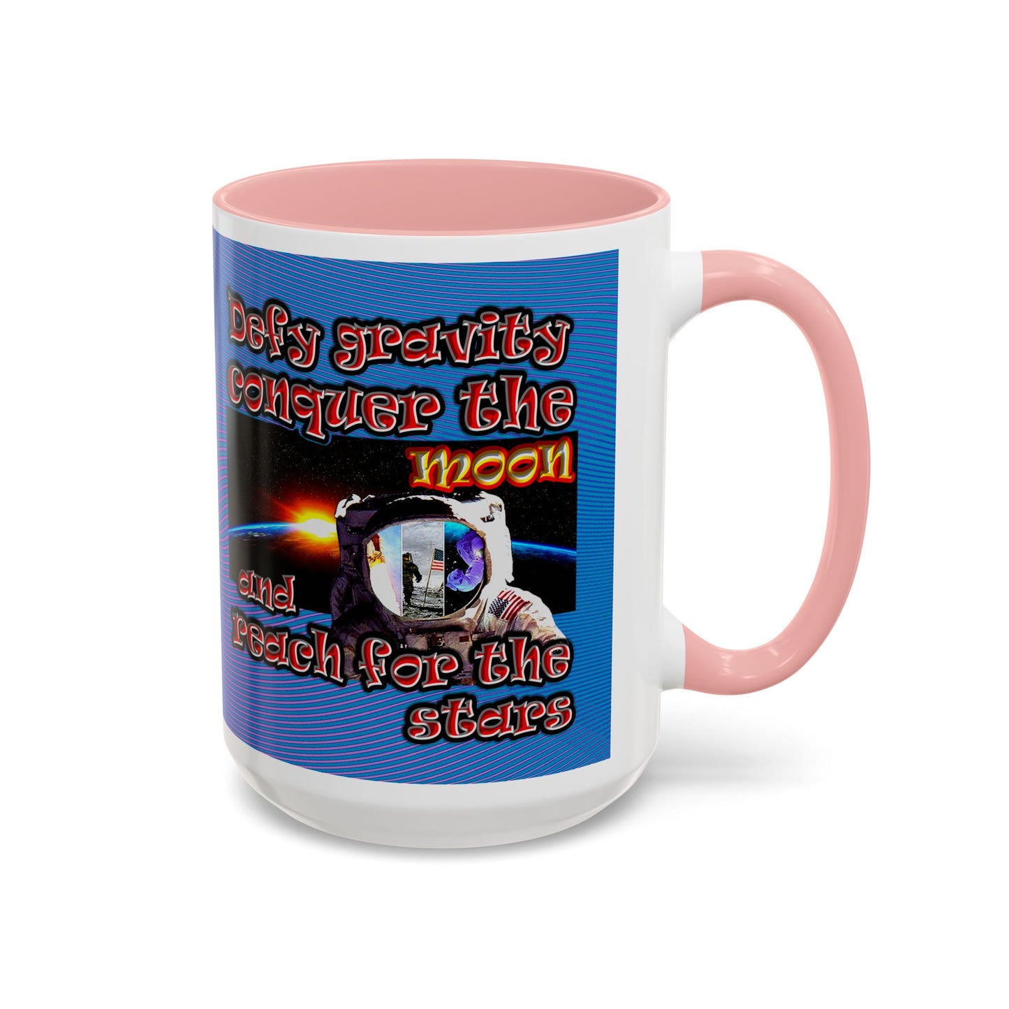 defy conquer reach - Accent Mug (light blue-purple wave)
