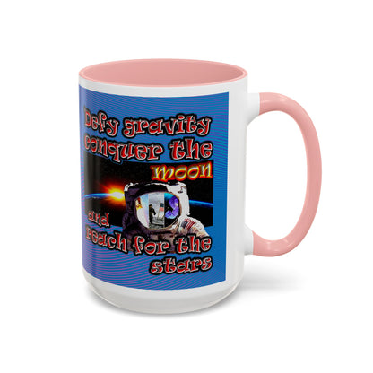 defy conquer reach - Accent Mug (light blue-purple wave)