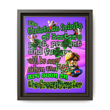 christmas spirits of boston - framed canvas art (purple-pink wave)