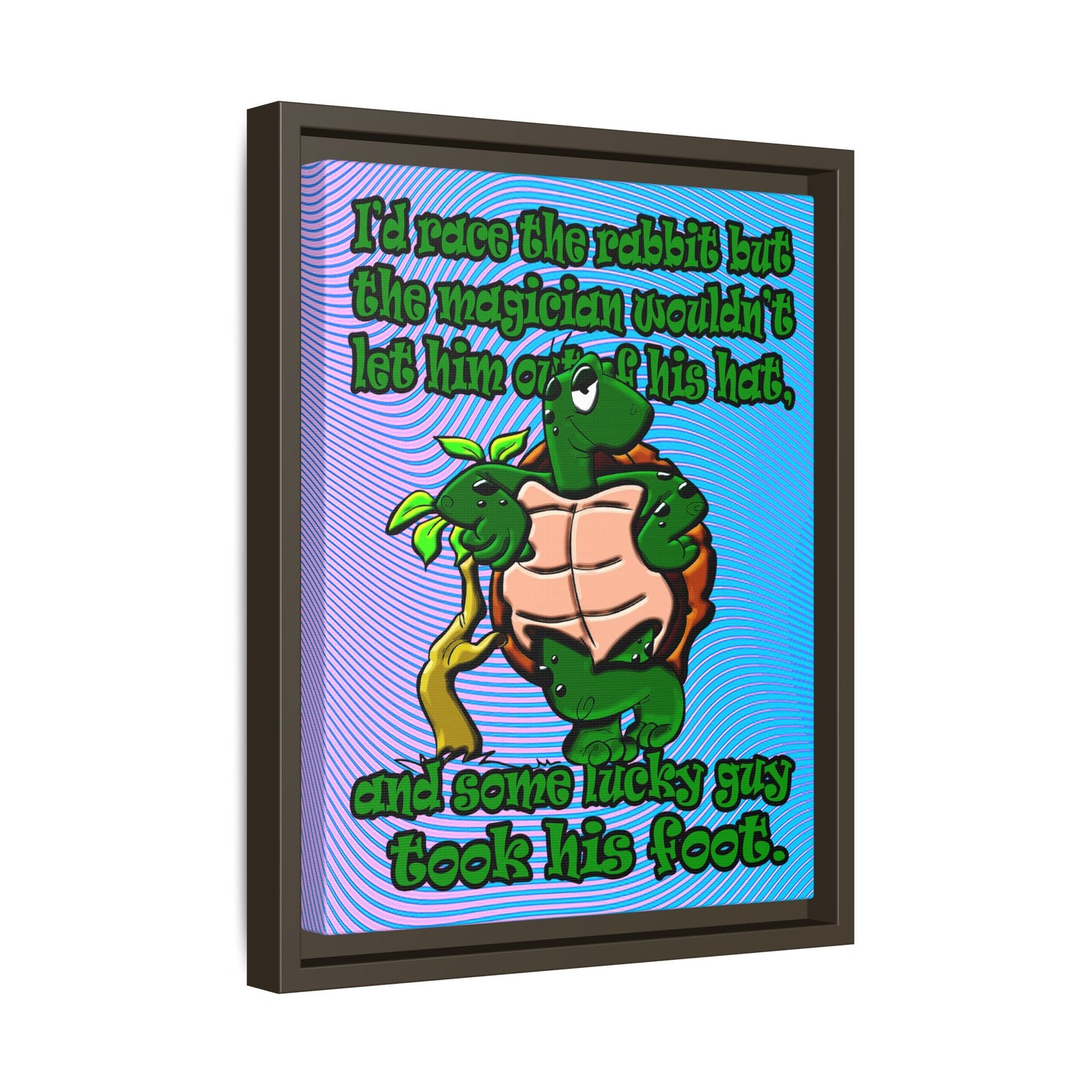 turtle race - framed canvas art (light blue-purple wave)