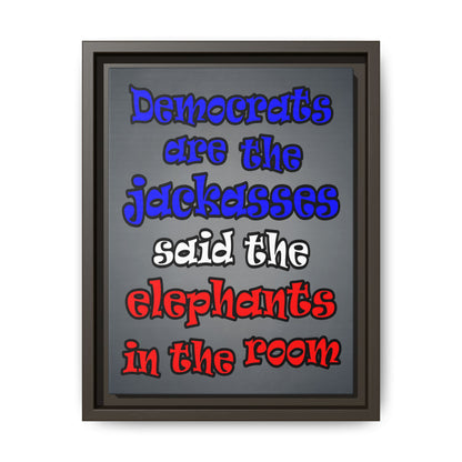donkeys and elephants - framed canvas art (grey-light grey)