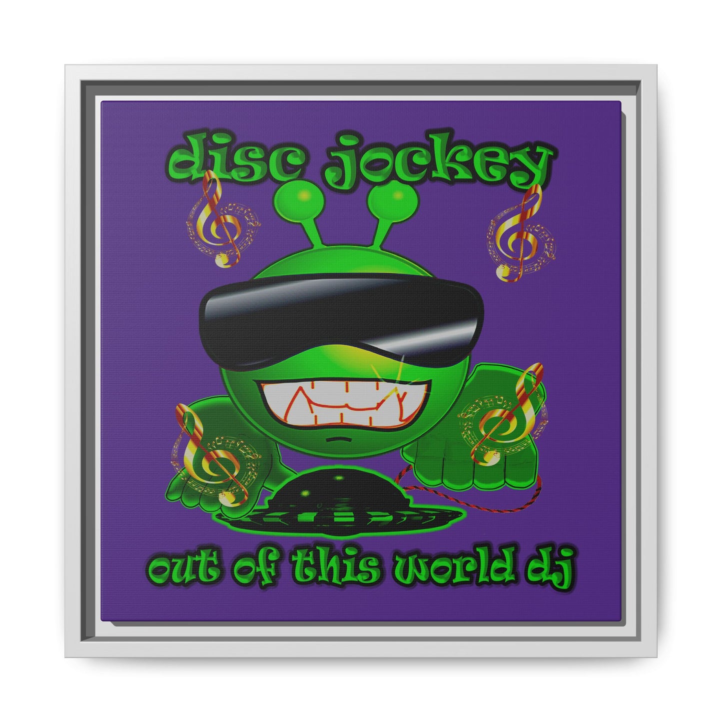 disc jockey - framed canvas art (purple)