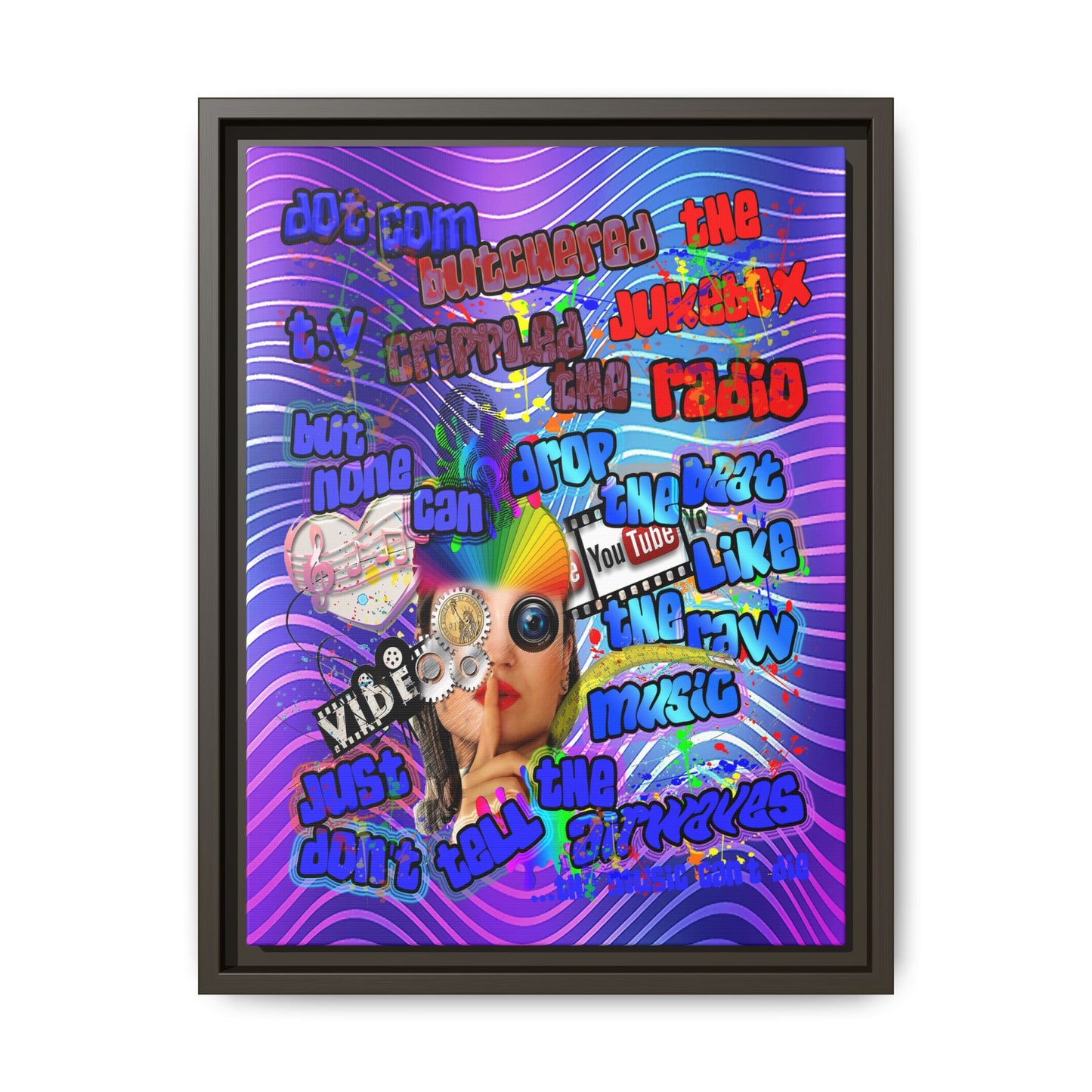 drop the beat - framed canvas art (purple wave)