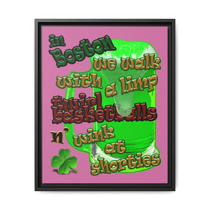 celtics logo - framed canvas art (light pink)