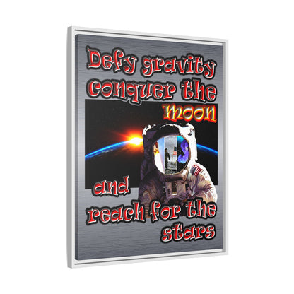 defy conquer reach - framed canvas art (brushed nickel)