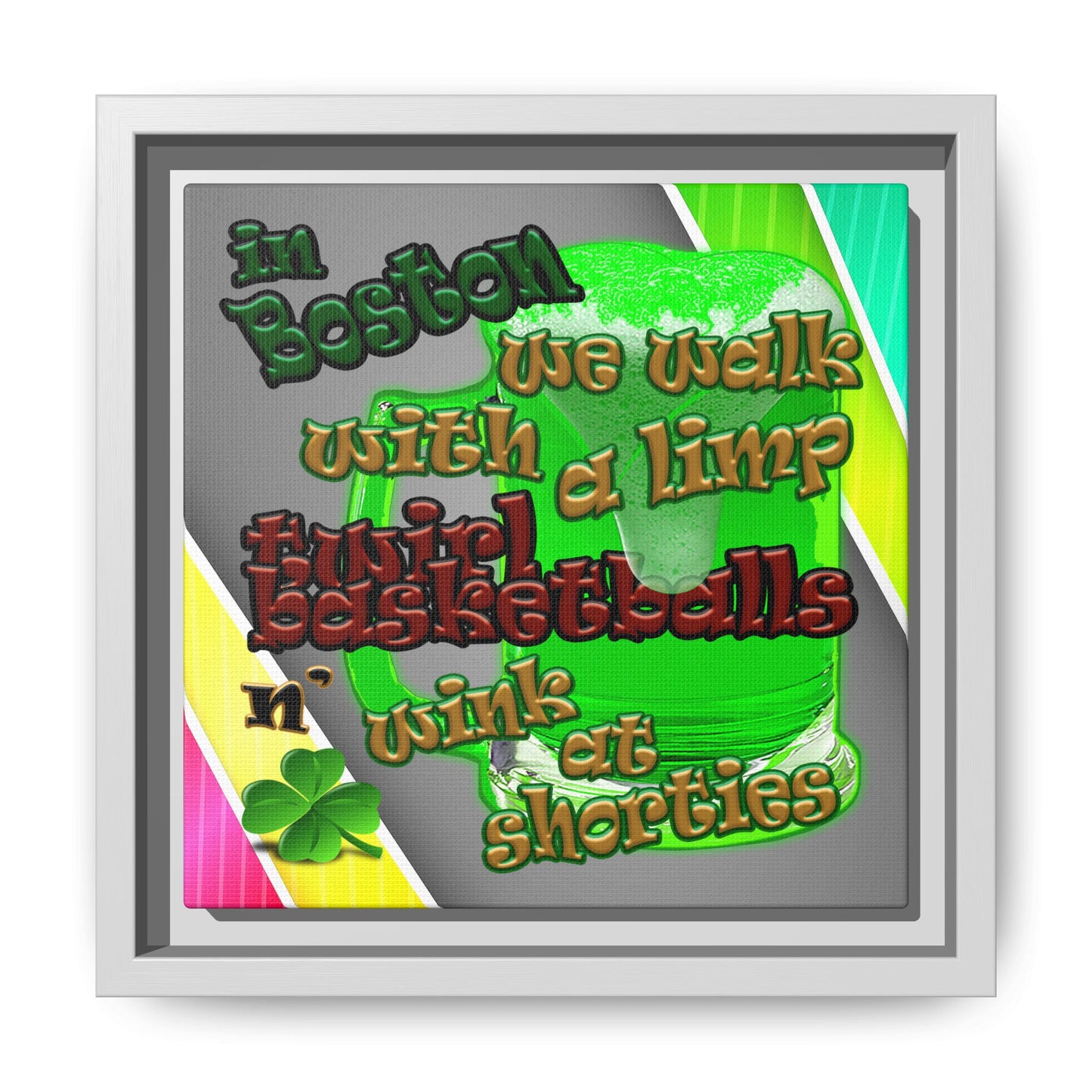 celtics logo - framed canvas art (rainbow split)
