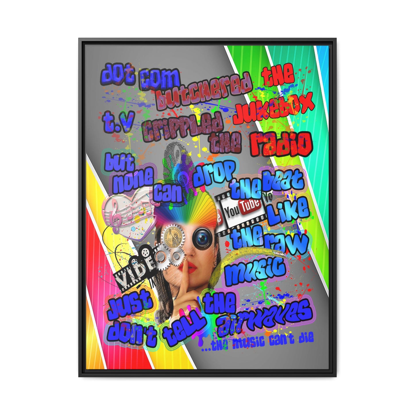 drop the beat - framed canvas art (rainbow split)