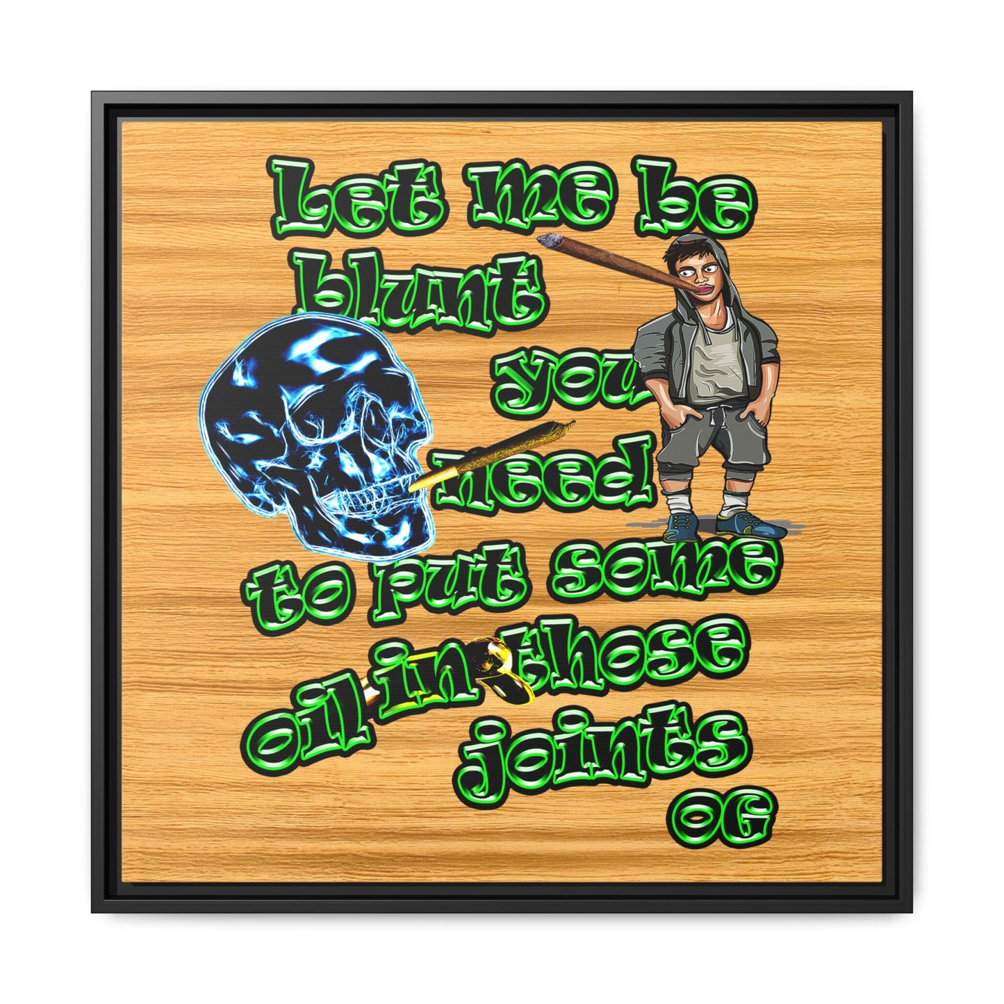 og - framed canvas art (butterscotch wood finish)