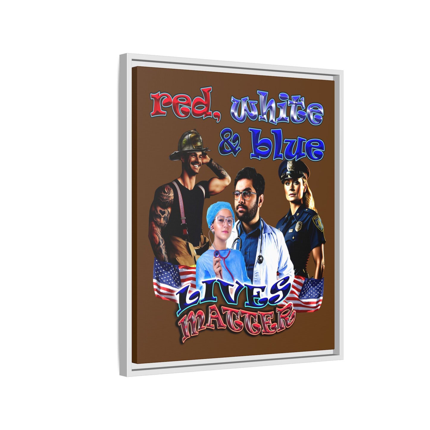 rw&b lives matter - framed canvas art (brown)