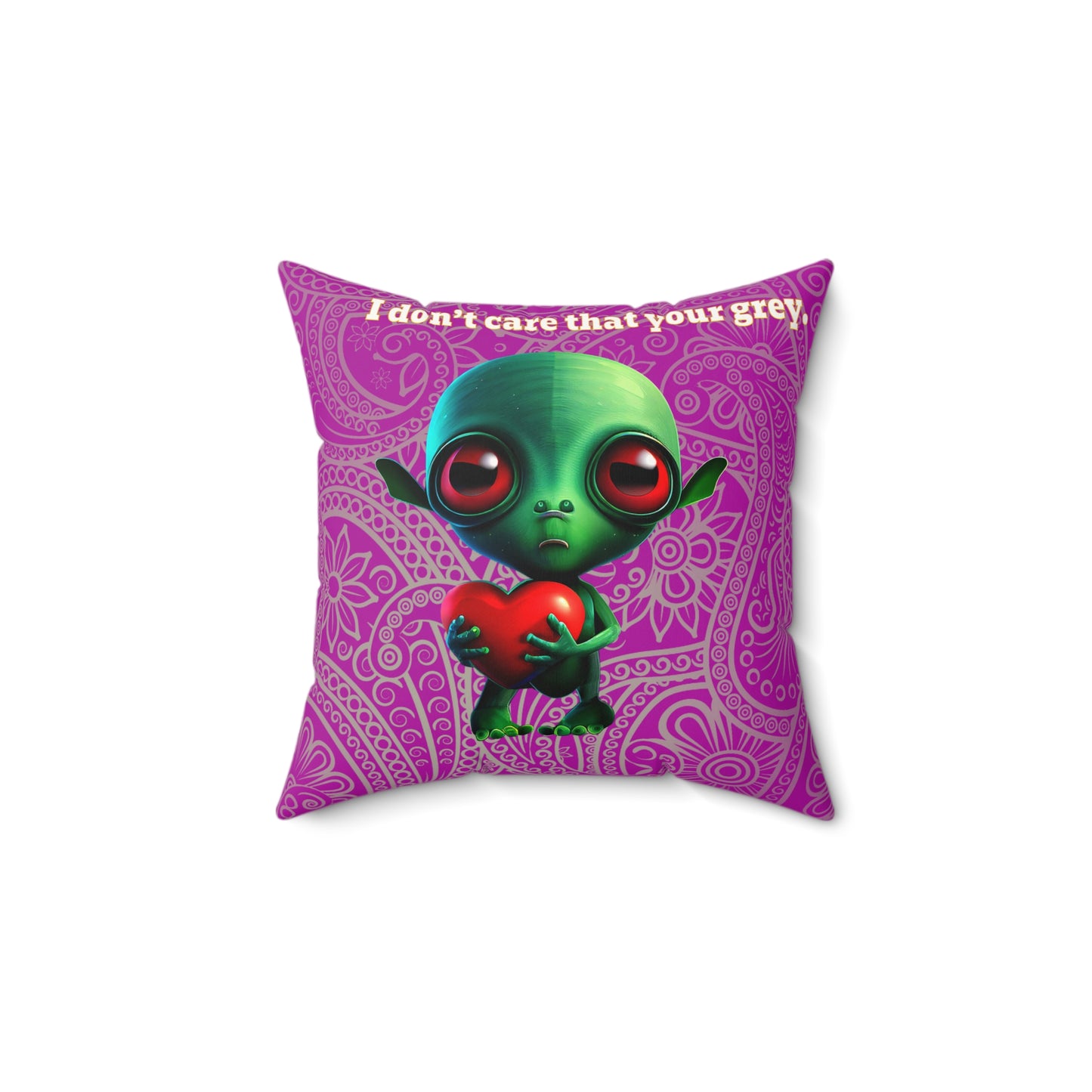 I don't care that your grey - Faux Suede Square Pillow - (pink swirl)