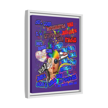 drop the beat - framed canvas art (purple)