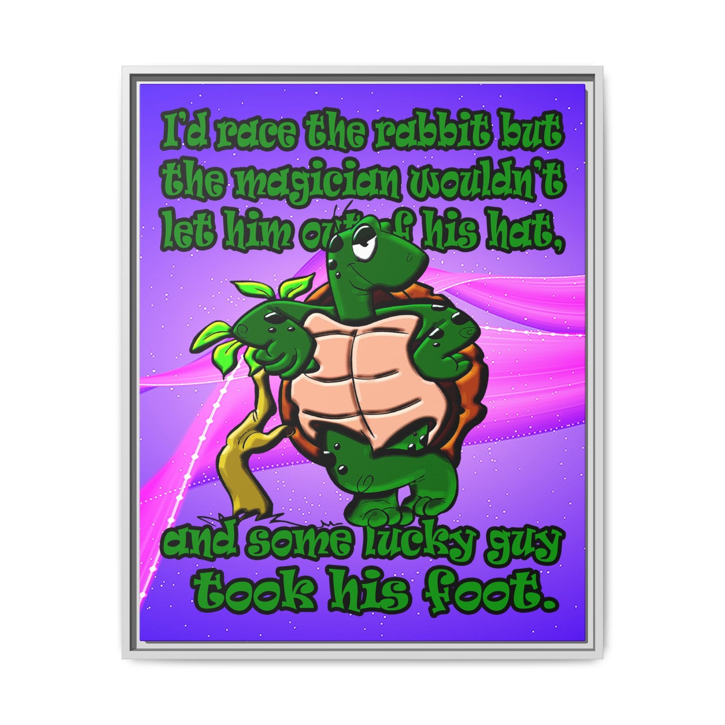 turtle race - framed canvas art (purple-pink wave)