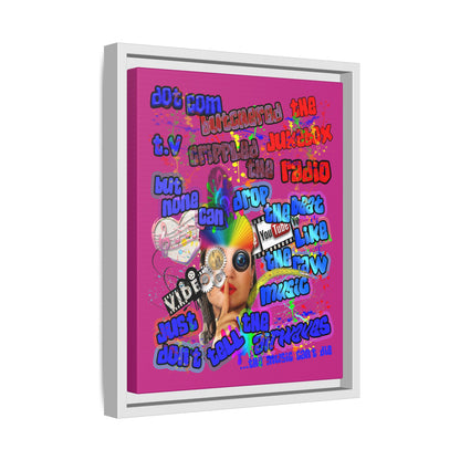 drop the beat - framed canvas art (pink)