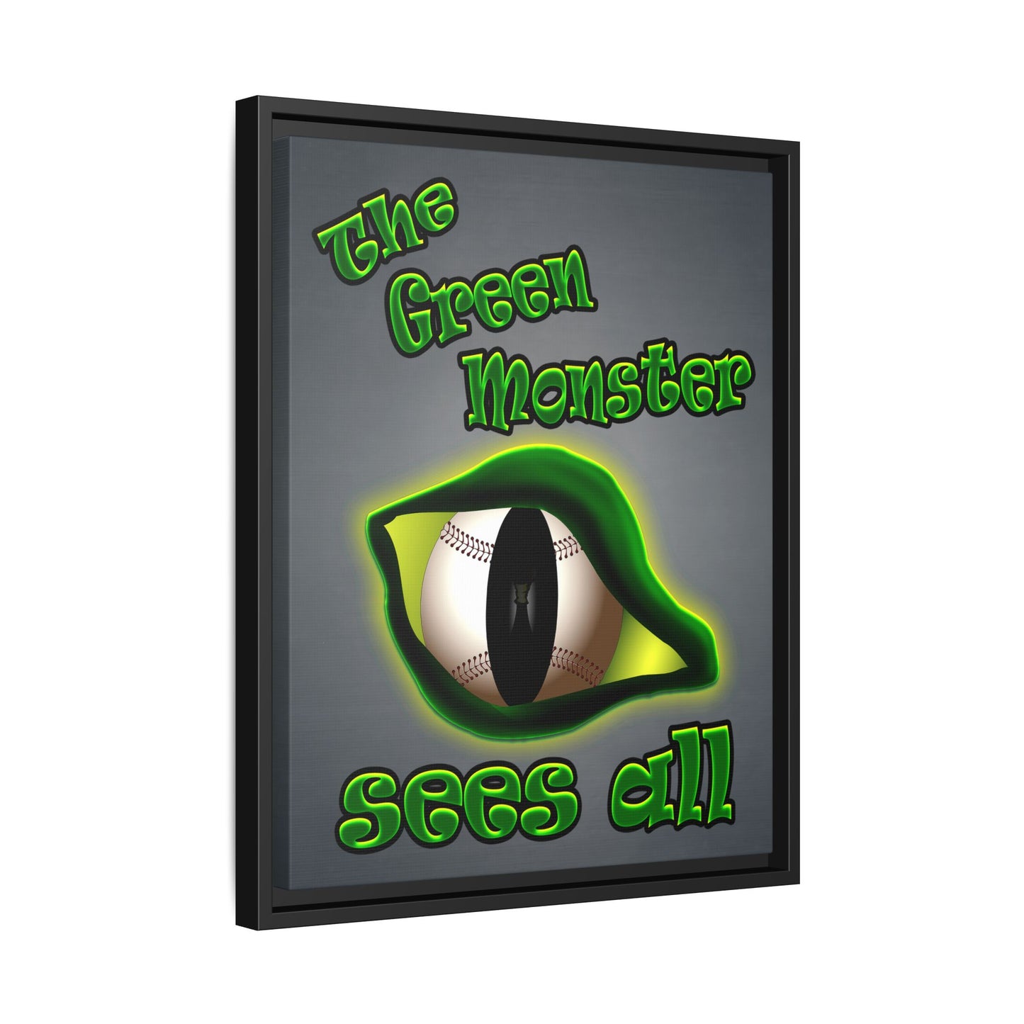 green monster - framed canvas art (grey-light grey)