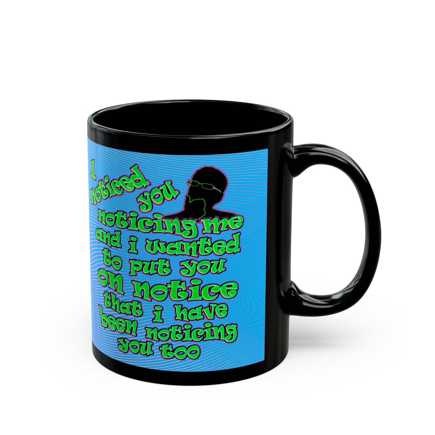 noticed you noticing - Black Mug (light blue-purple wave)