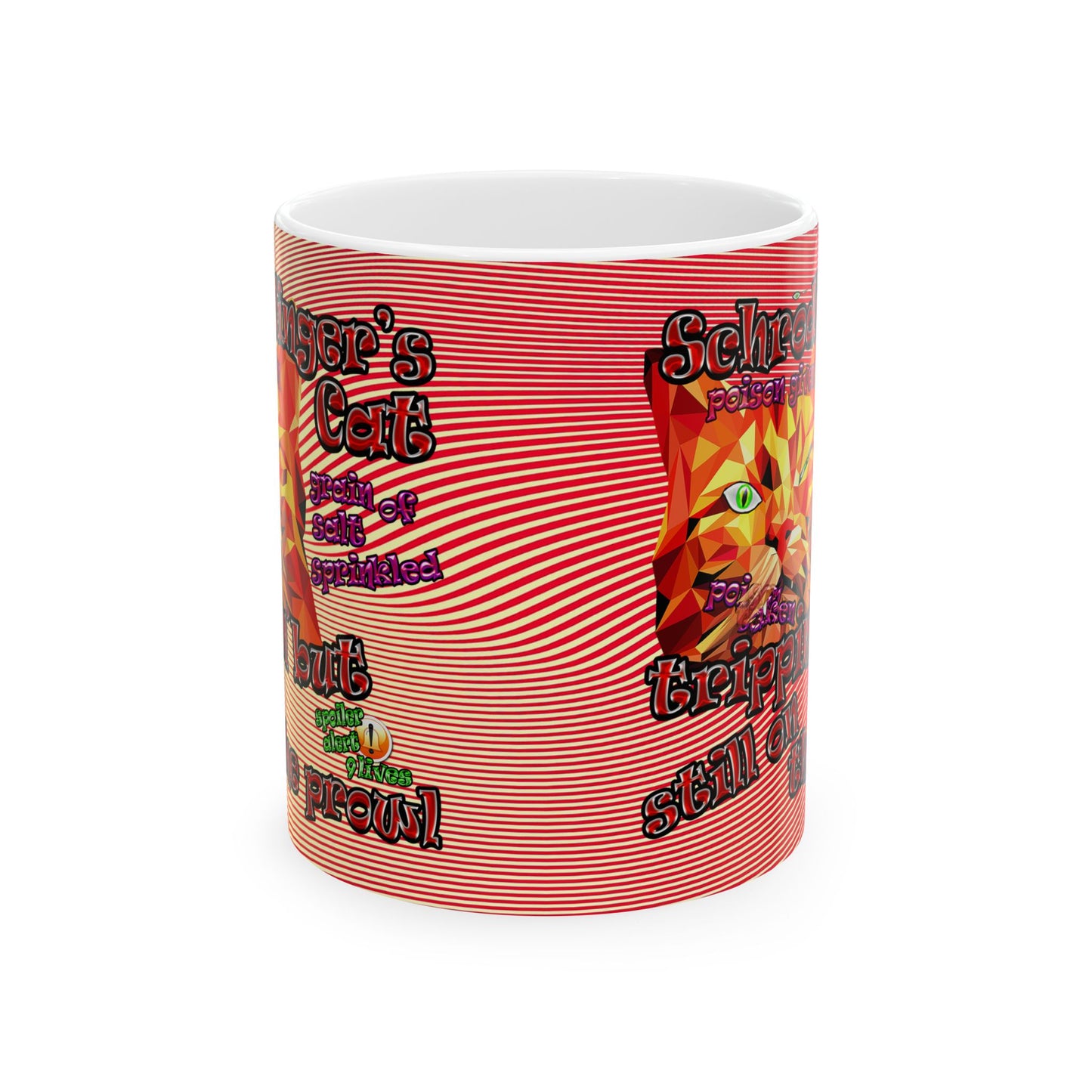 schrodinger's cat - White Mug (yellow-orange wave)