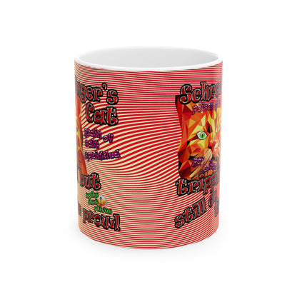 schrodinger's cat - White Mug (yellow-orange wave)
