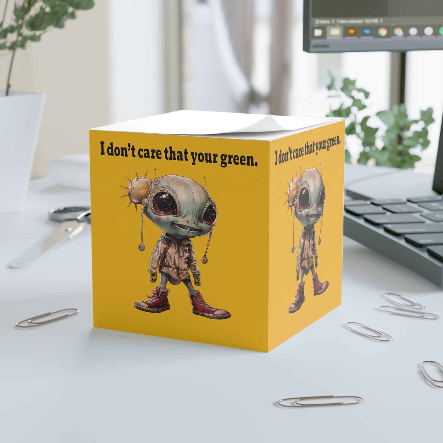 I don't care that your green - note cube (yellow)