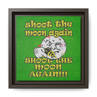 shoot the moon again - framed canvas art (green turf)