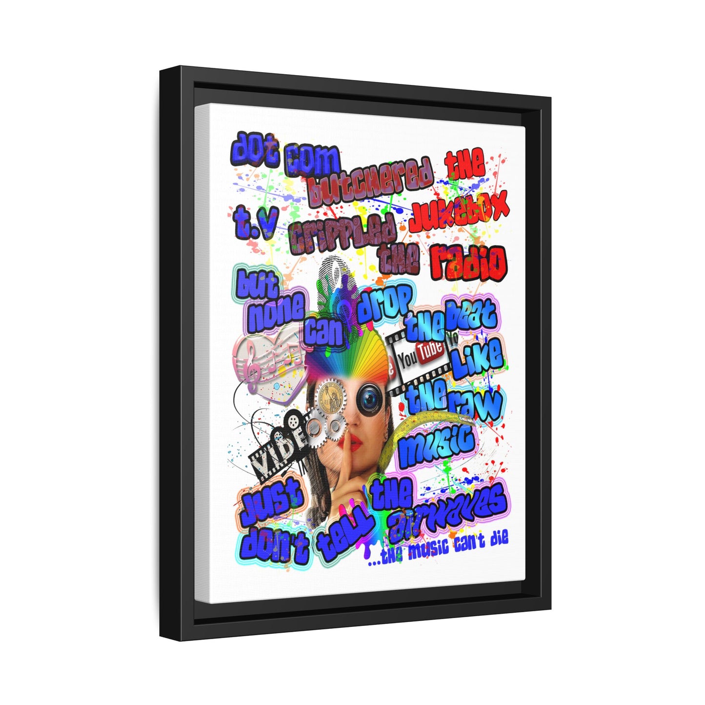 drop the beat - framed canvas art (white)