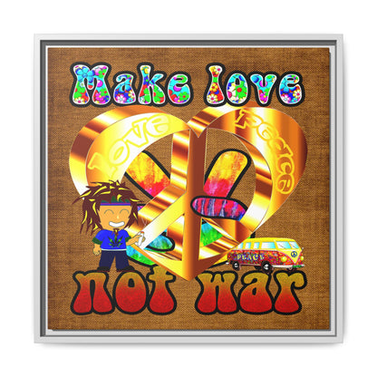 love peace - framed canvas art (brown papyrus)