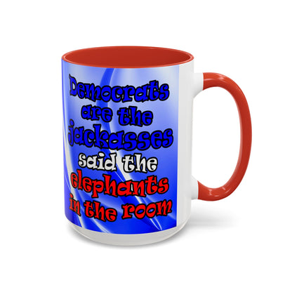 donkeys and elephants - Accent Mug (blue-white wave)
