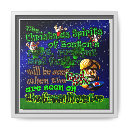 christmas spirits of boston - framed canvas art ('snoops' background)
