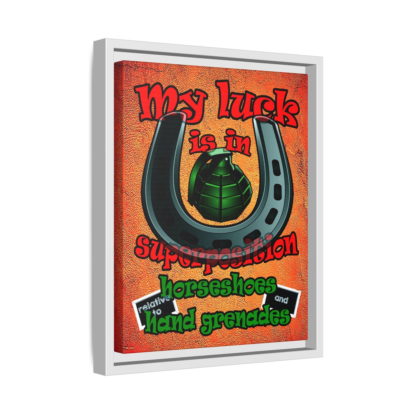 my luck - framed canvas art (burnt orange)