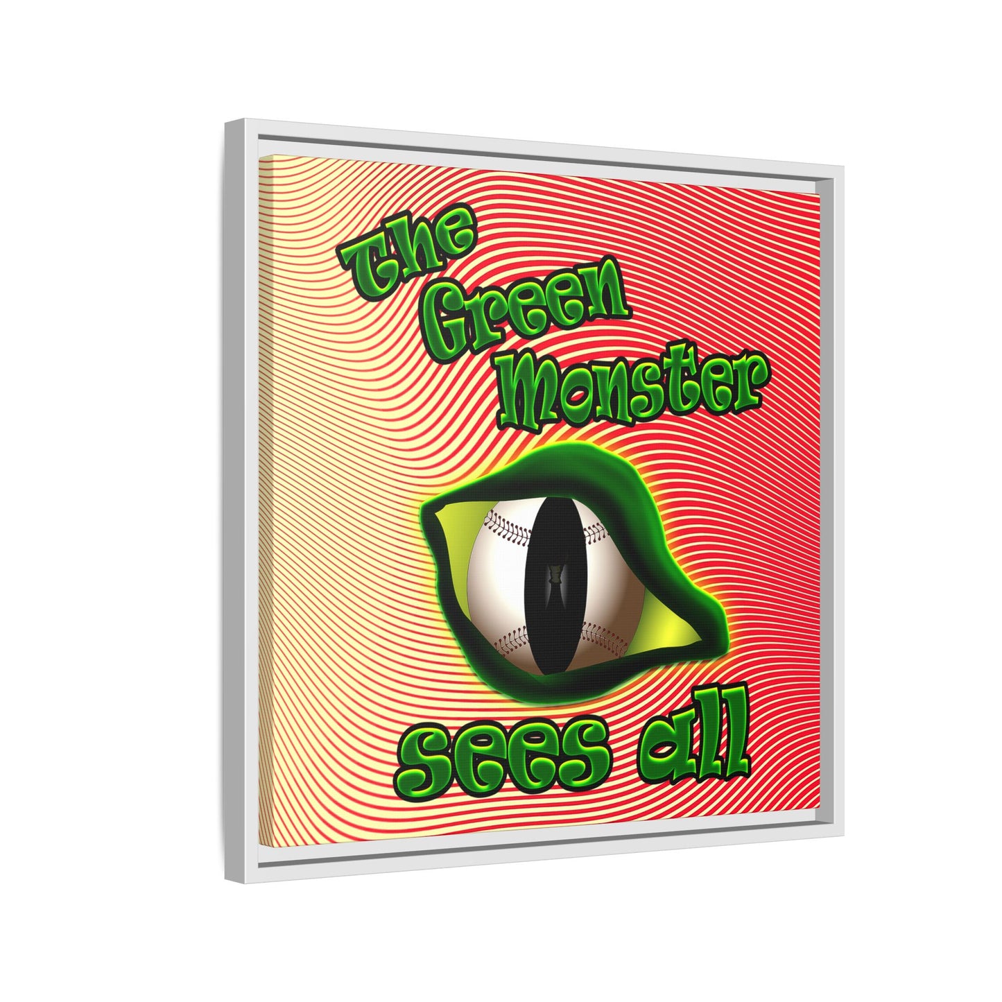 green monster - framed canvas art (yellow-orange wave)
