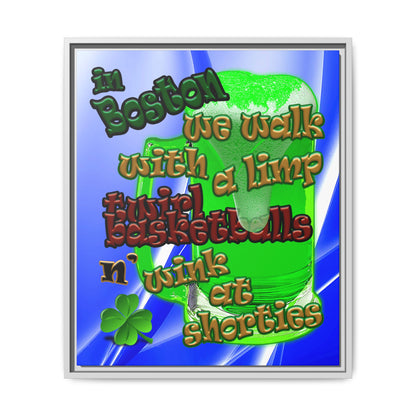 celtics logo - framed canvas art (blue-white wave)