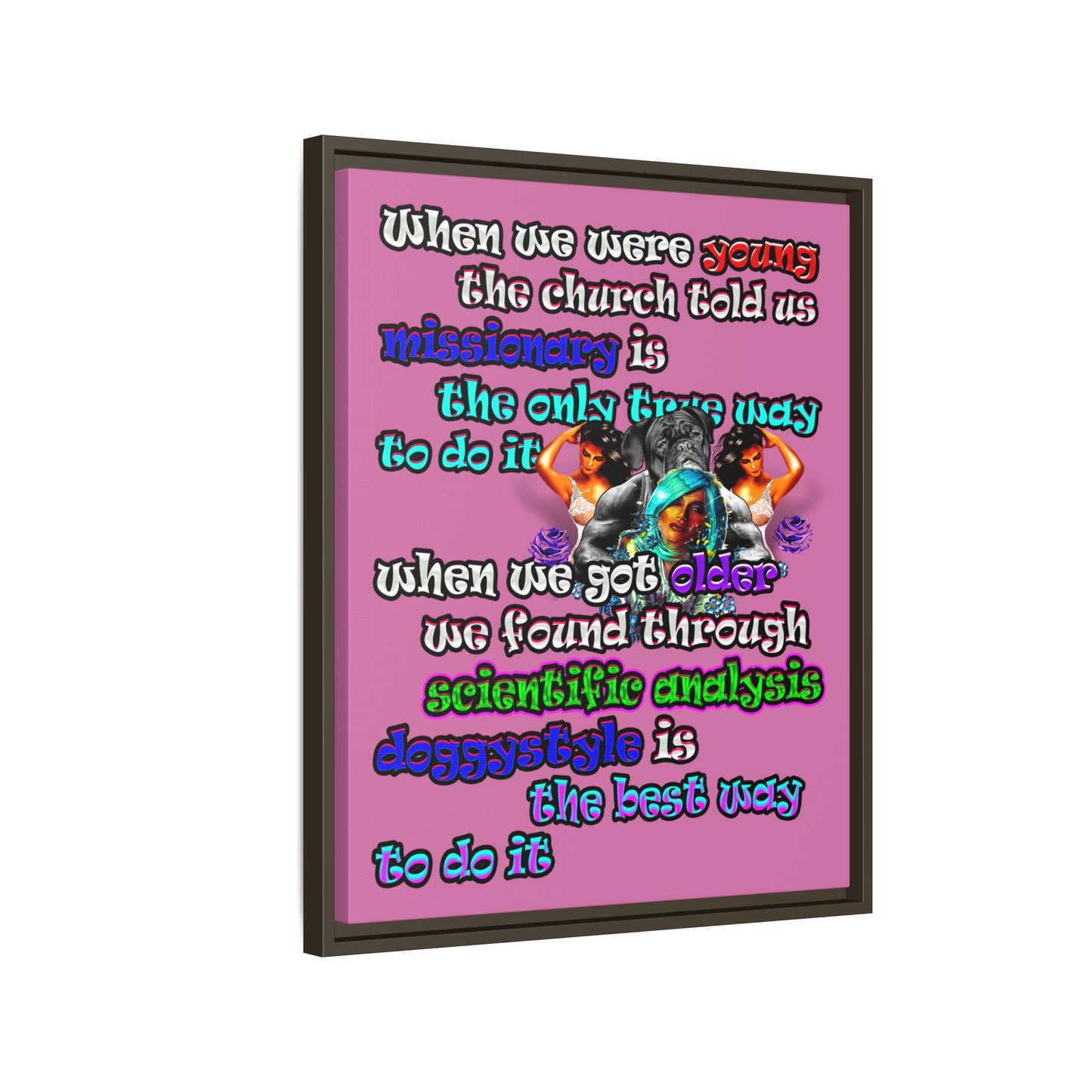 doggystyle - framed canvas art (light pink)