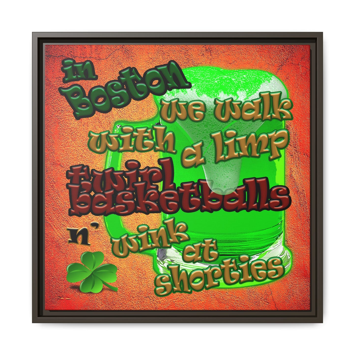 celtics logo - framed canvas art (burnt orange)