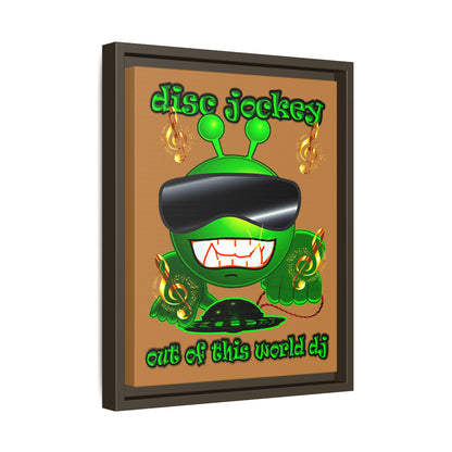 disc jockey - framed canvas art (light brown)