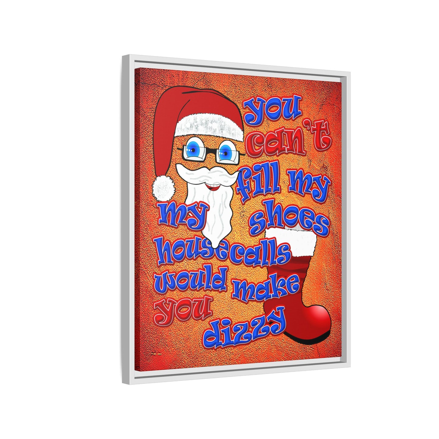 santa's shoes - framed canvas art (burnt orange)