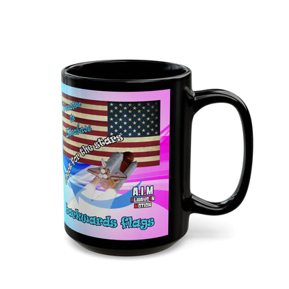 shoot for the stars - Black Mug (light blue-pink wave)