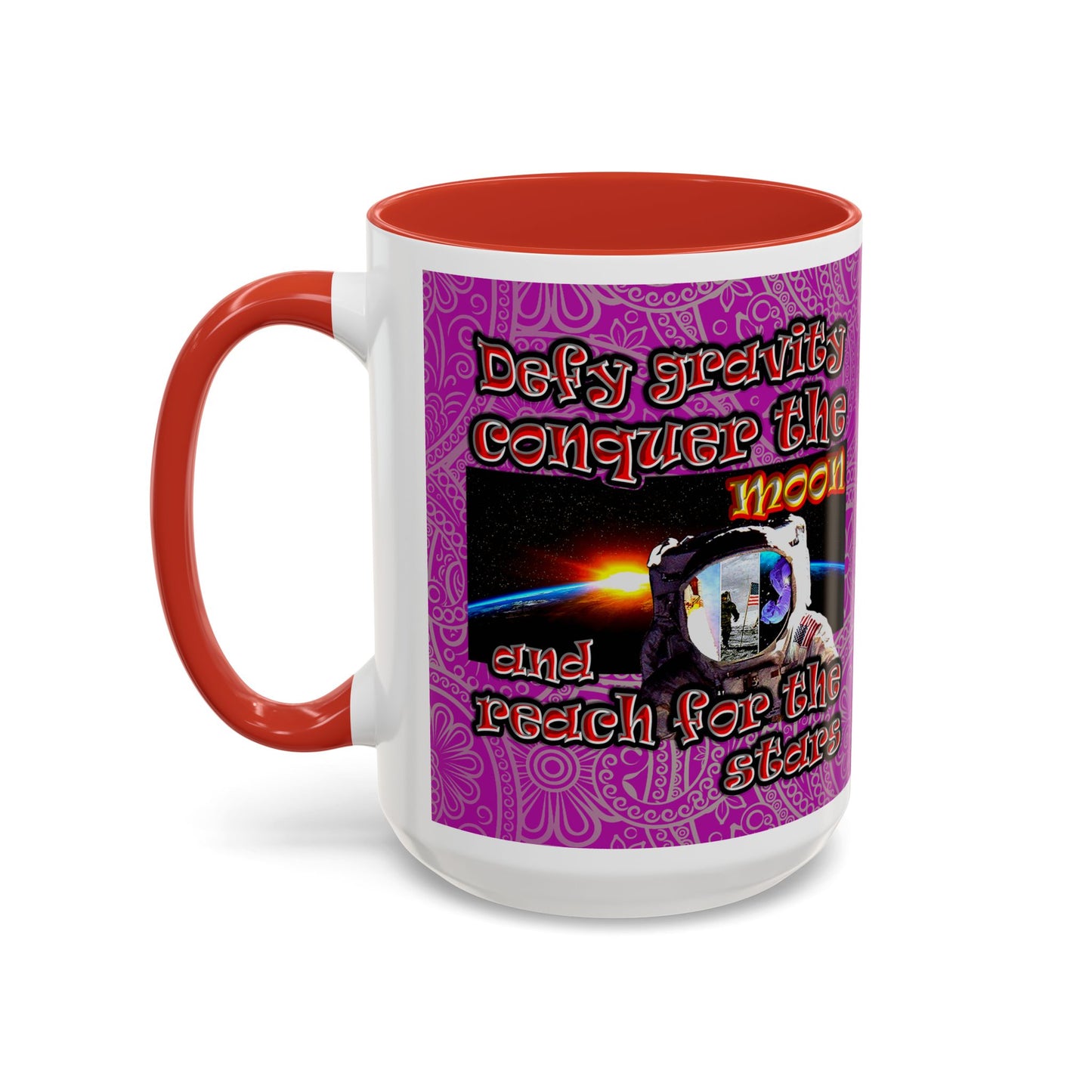 defy conquer reach - Accent Mug (pink swirl)