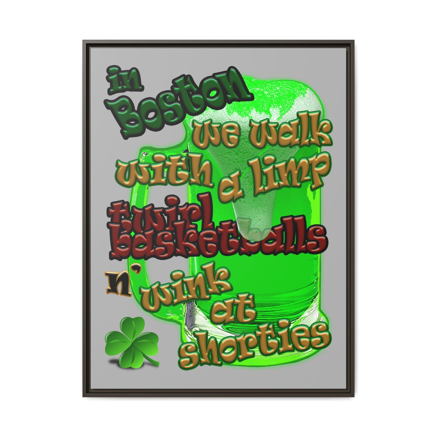 celtics logo - framed canvas art (light grey)