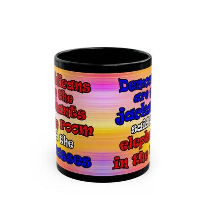 donkeys and elephants - Black Mug (color blur)