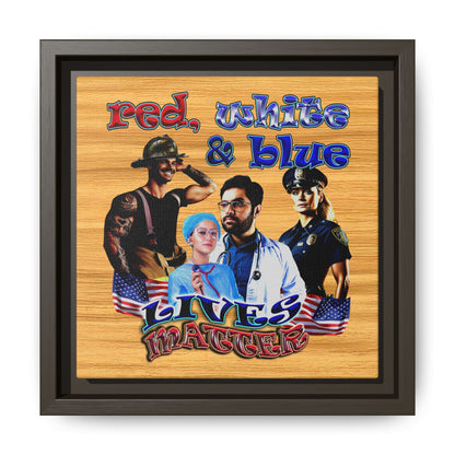 rw&b lives matter - framed canvas art (butterscotch wood finish)