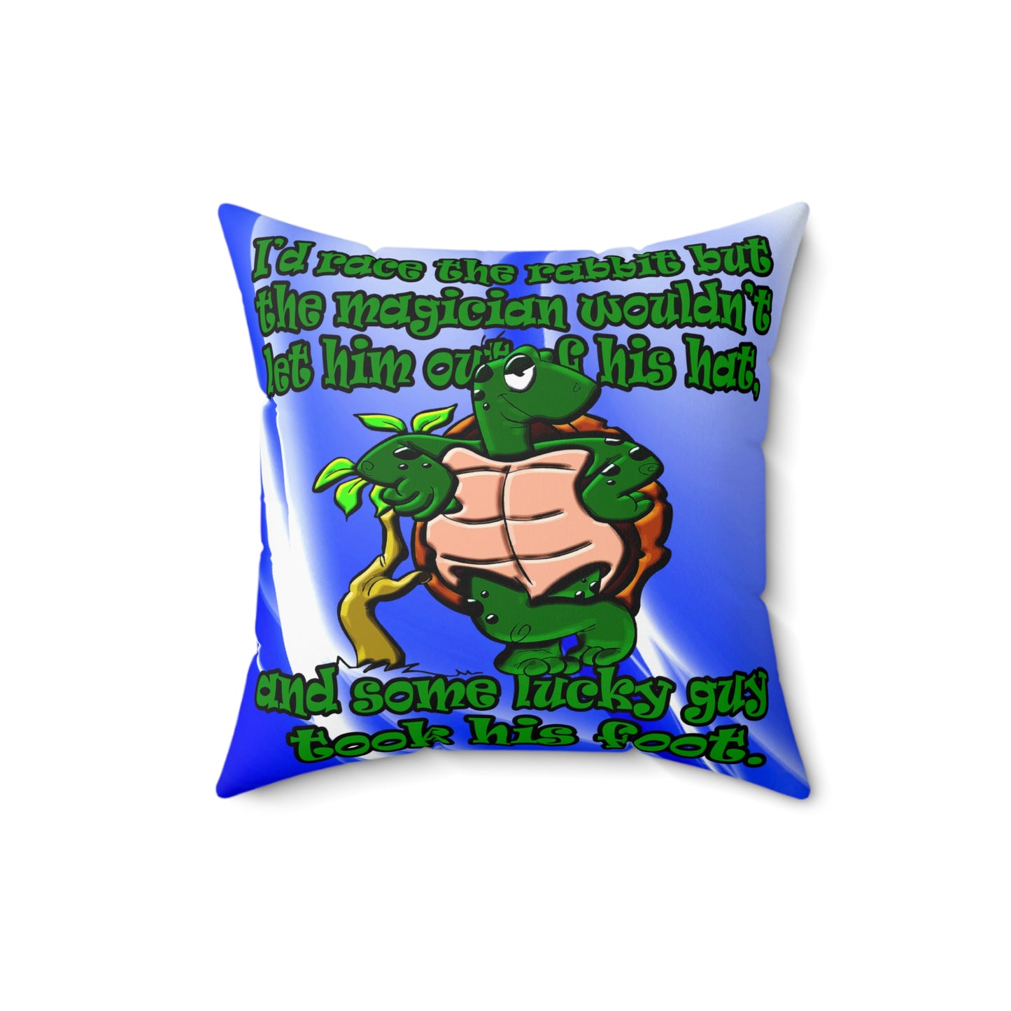 turtle race - Spun Polyester Square Pillow - (blue-white wave)