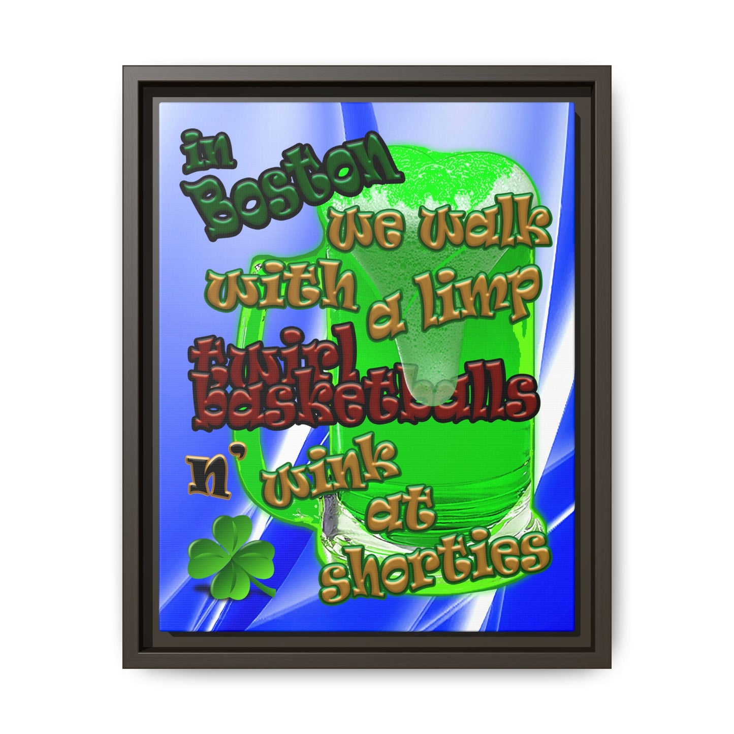 celtics logo - framed canvas art (blue-white wave)