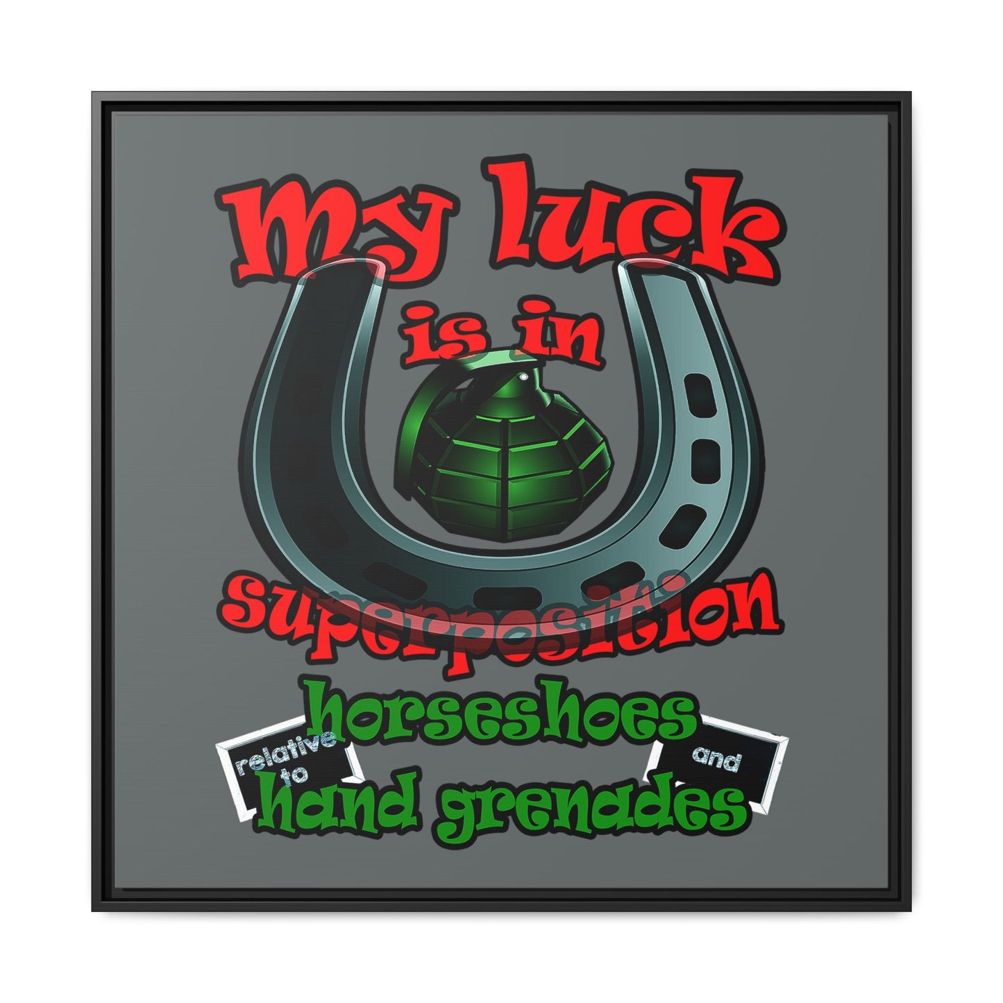 my luck - framed canvas art (dark grey)