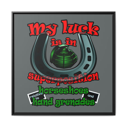 my luck - framed canvas art (dark grey)