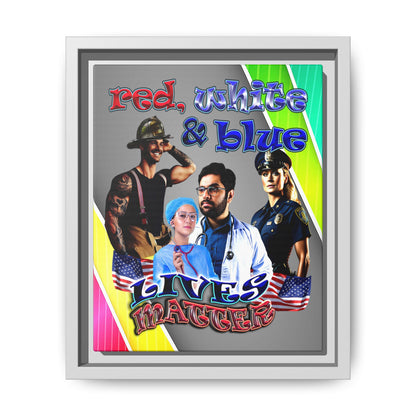 rw&b lives matter - framed canvas art (rainbow split)