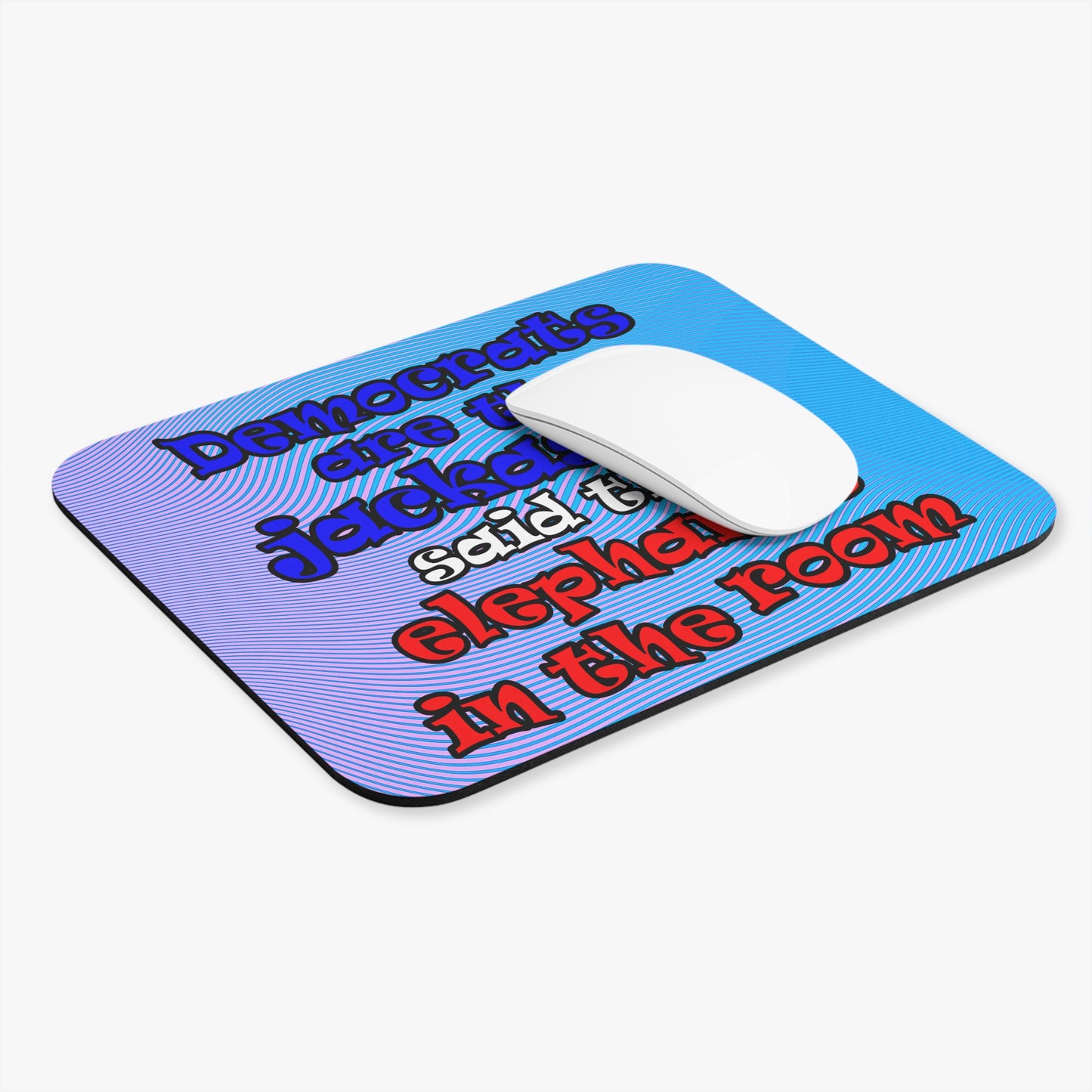 donkeys and elephants - Mouse Pad (Rectangle) (light blue-purple wave)