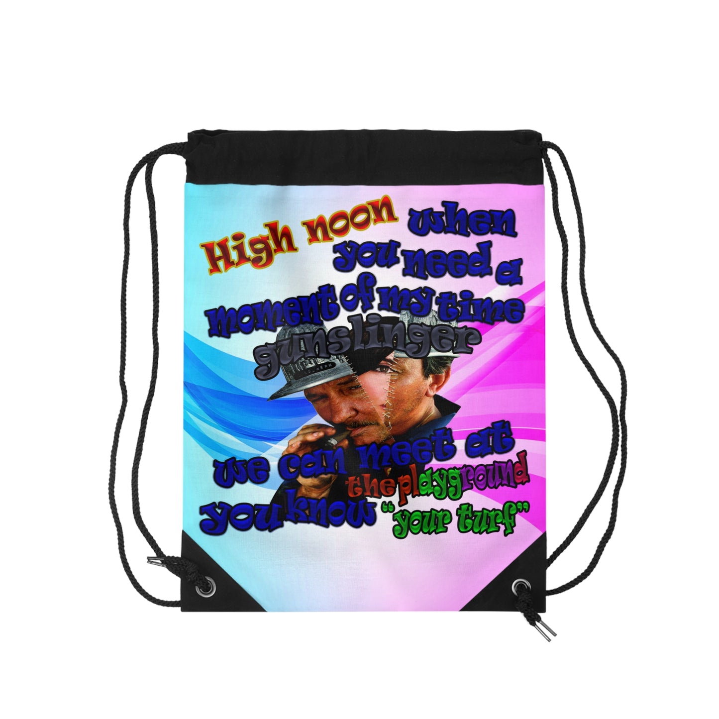 high noon - Drawstring Bag (light blue-pink wave)