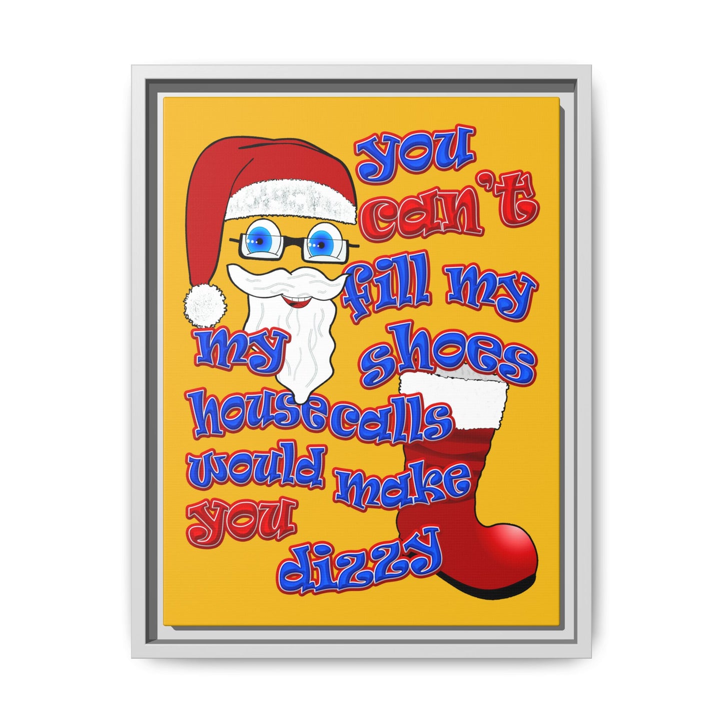 santa's shoes - framed canvas art (yellow)